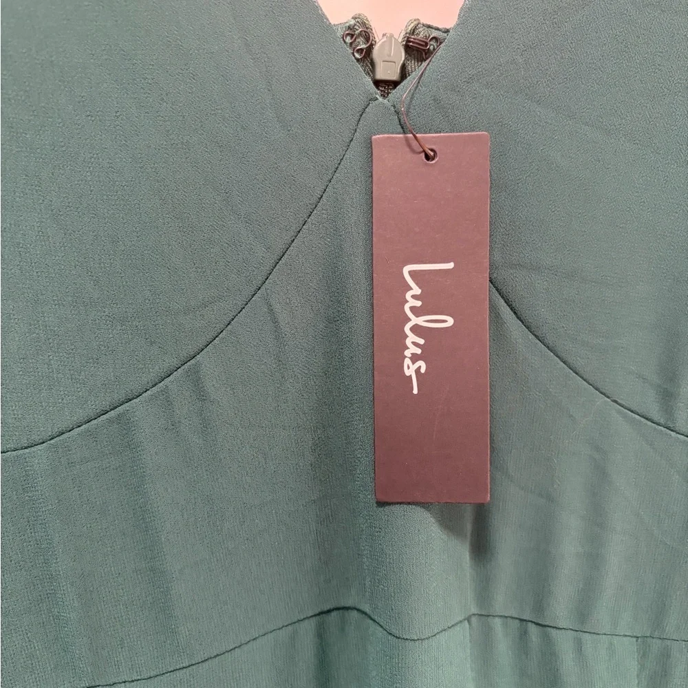 Lulus Tier Elegance NWT size Large Hunter Green Long Sleeve Tiered Maxi Dress - Picture 8 of 14
